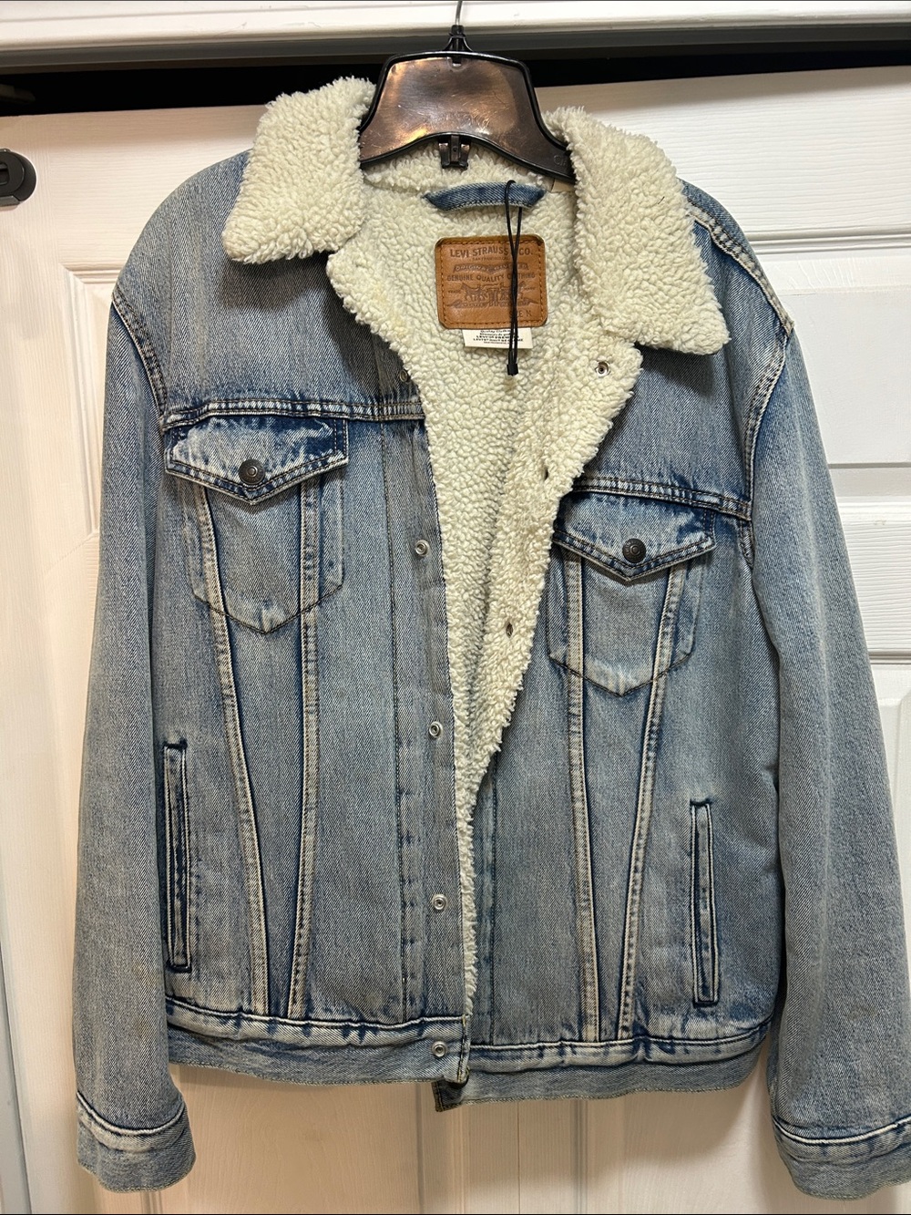 Levi's Light Blue Denim Sherpa Jacket with Cream Lining